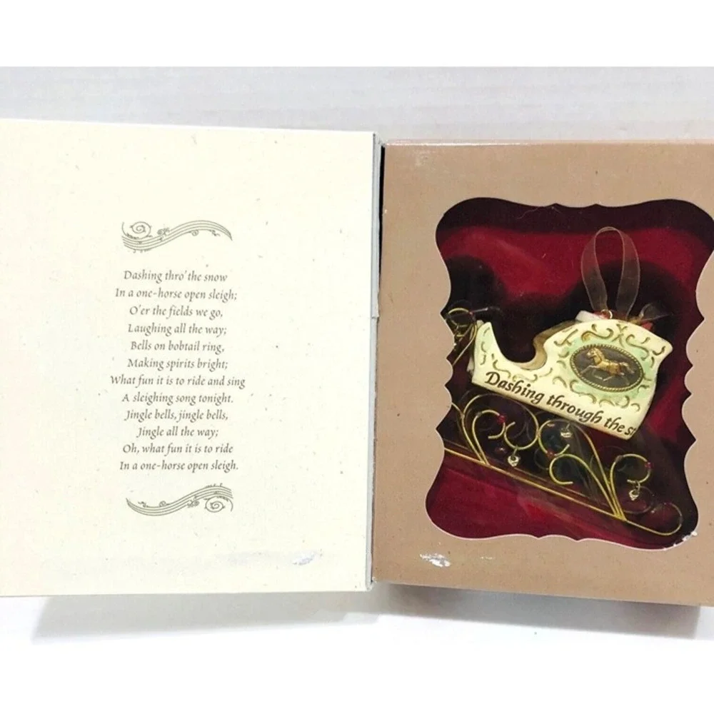 Vintage Hallmark Jingle Bells Christmas Ornament Yuletide Harmony Sleigh Boxed